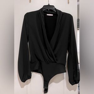 Black dressy long sleeve bodysuit medium